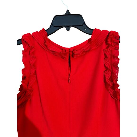 Ann Taylor Women's Sleeveless Red Peplum Ruffled Neckline Ruffled Armhole Top 10 - Picture 5 of 8